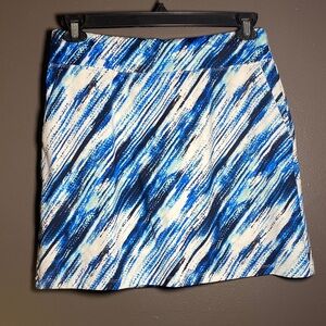 Blue and White Vibrant Patterned Women's Skort with 3 Pockets